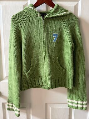 Abercrombie & Fitch Lime Green Chunky Knit Zip Cardigan